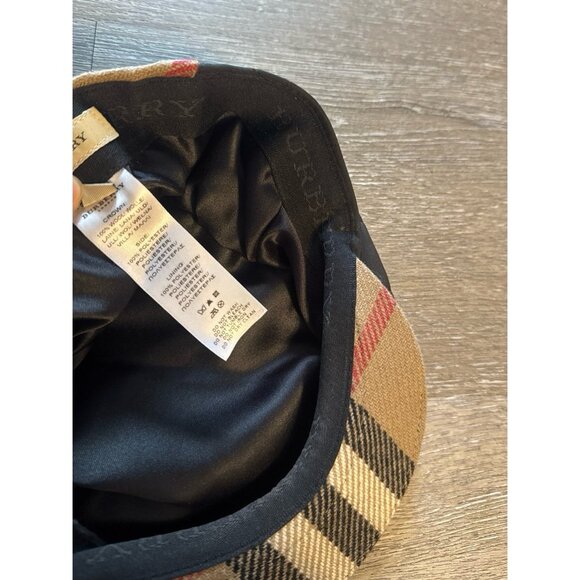 BURBERRY - NOVA CHECK WOOL CASHMERE NEWSBOY HAT authentic *with small defect* m - Picture 8 of 11